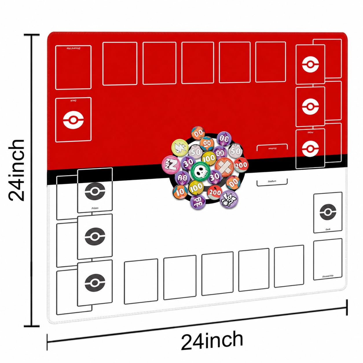 Playmat for Trading Card Game – 2-Player Trainer Mat with 31 Damage Counters and Professional Storage Bag